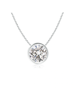 14K White Gold Bezel Set Diamond Necklace