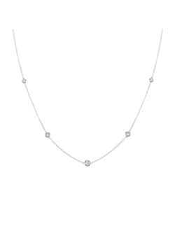 14K White Gold Bezel Set Diamond Necklace