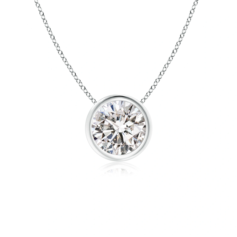 14K White Gold Bezel Set Diamond Necklace