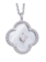 14K White Gold Diamond Clover Crystal Medallion Necklace