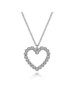 14K White Gold Diamond Heart Necklace