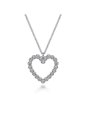 14K White Gold Diamond Heart Necklace