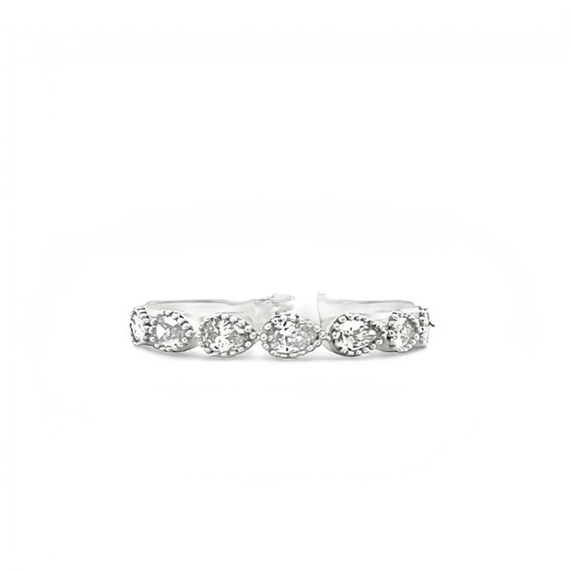 14K White Gold Pear Diamond Band