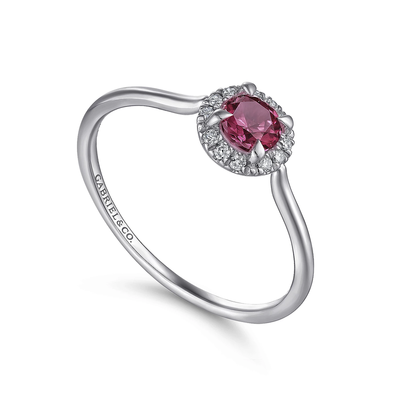 14K White Gold Pink Tourmaline Ring