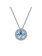 14K White Gold Round Swiss Blue Topaz and Diamond Halo Pendant Necklace