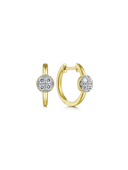 14K Yellow Gold 15MM Diamond Earrings