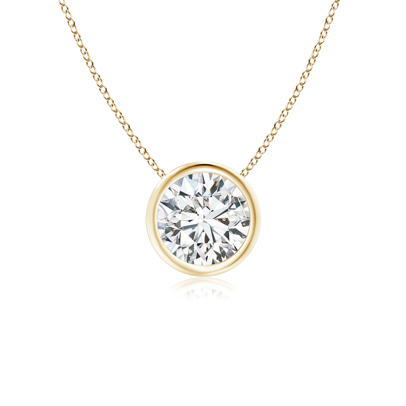 14K Yellow Gold Bezel Set Diamond Necklace