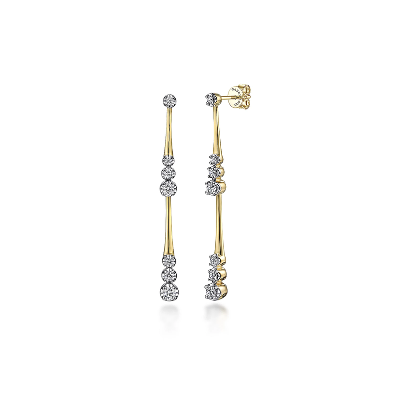 14K Yellow Gold Diamond Linear Station Earrings