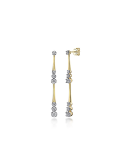 14K Yellow Gold Diamond Linear Station Earrings