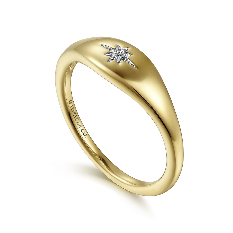 14K Yellow Gold Diamond Starburst Ring