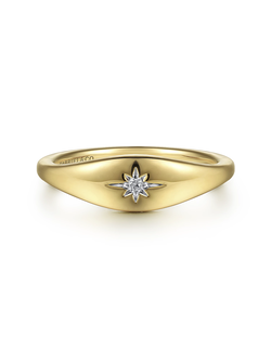 14K Yellow Gold Diamond Starburst Ring