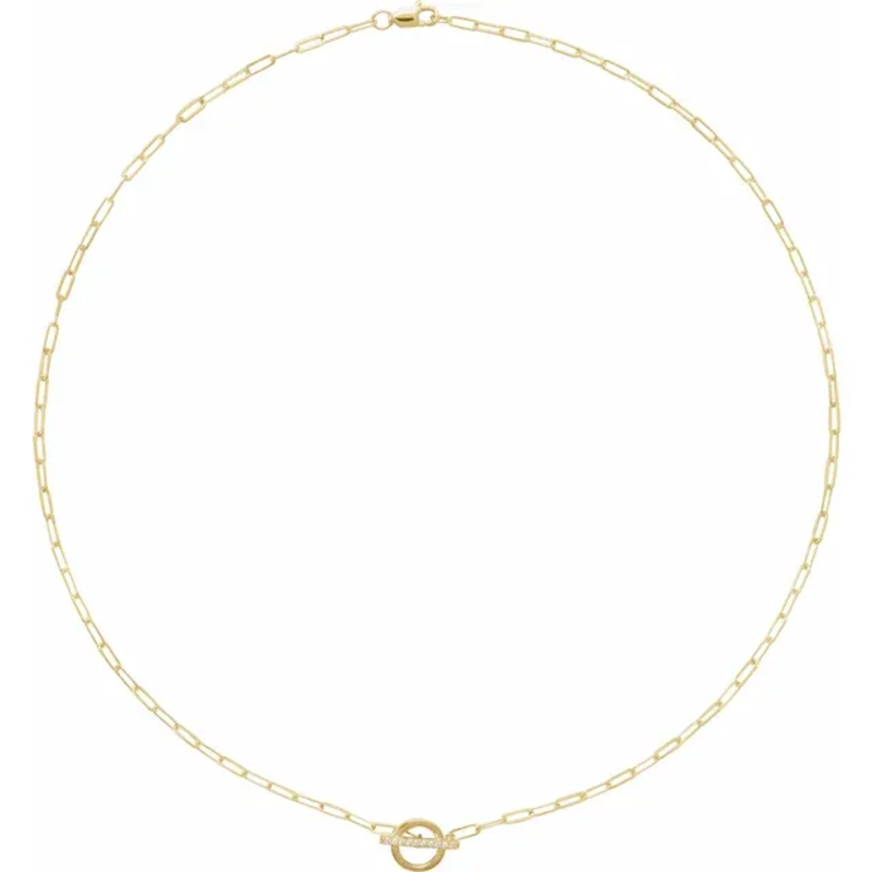 14K Yellow Gold Diamond Toggle Paperclip Necklace