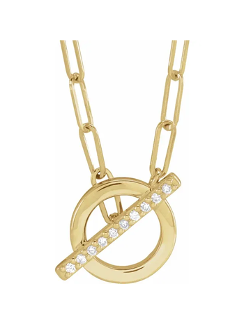 14K Yellow Gold Diamond Toggle Paperclip Necklace