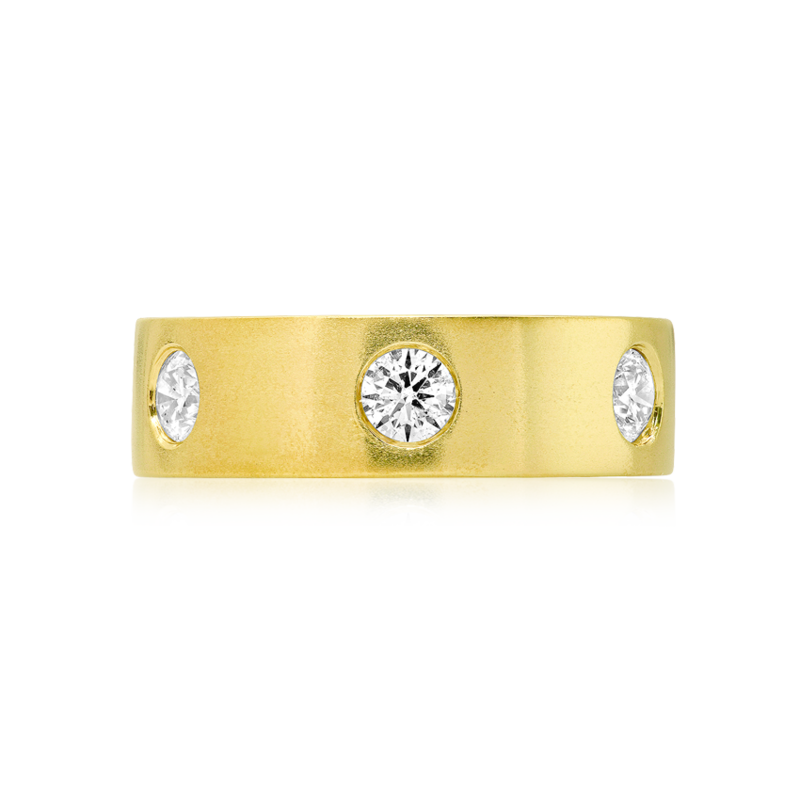 14K Yellow Gold Five Diamond Station Band