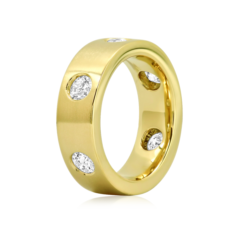 14K Yellow Gold Five Diamond Station Band