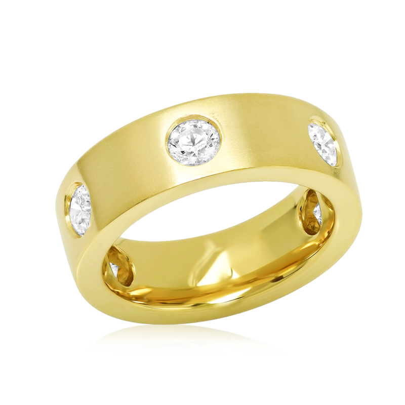 14K Yellow Gold Five Diamond Station Band