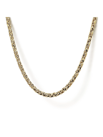 14K Yellow Gold Mens Wheat Chain Necklace