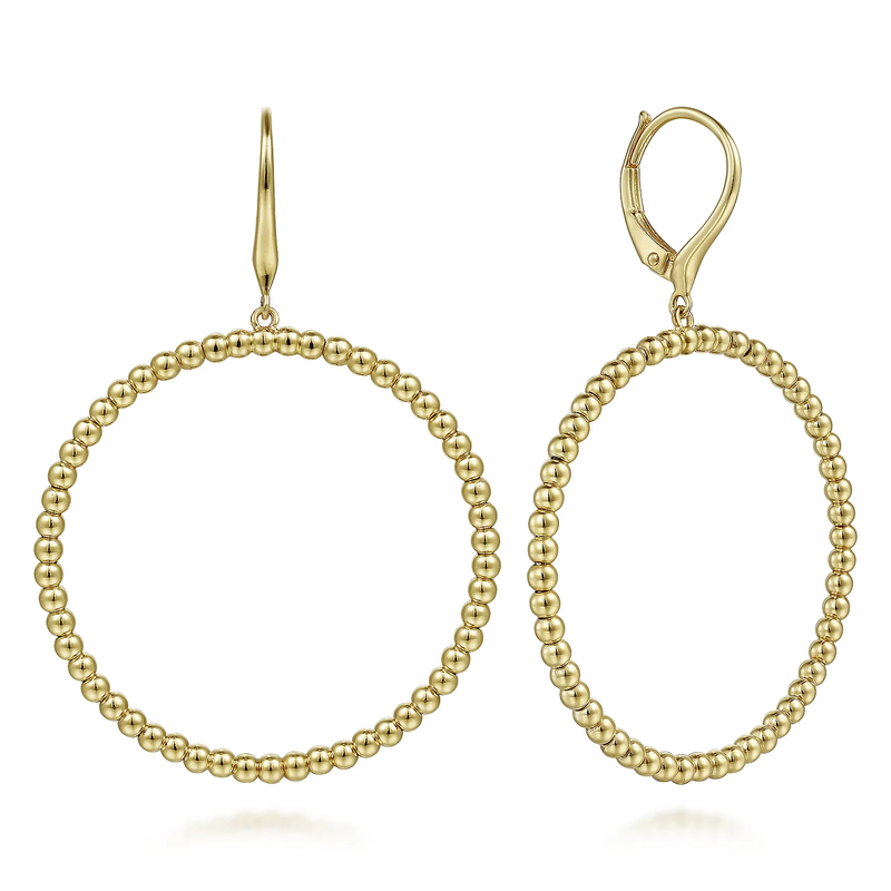 14K Yellow Gold Oversized Bujukan Circle Drop Earrings