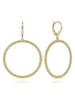 14K Yellow Gold Oversized Bujukan Circle Drop Earrings