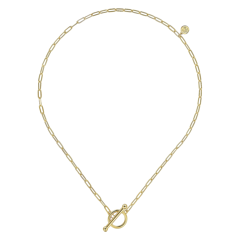 14K Yellow Gold Paperclip Toggle Necklace