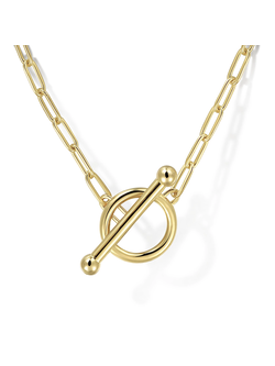 14K Yellow Gold Paperclip Toggle Necklace