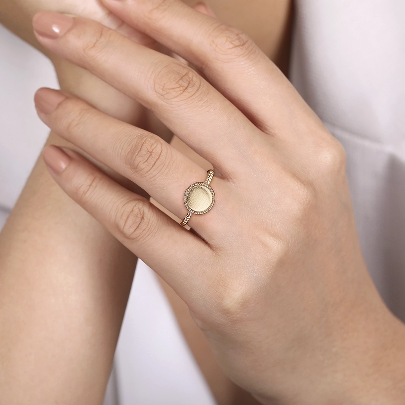 14K Yellow Gold Personalized Signet Ring