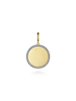 14K Yellow Gold Round Diamond Medallion