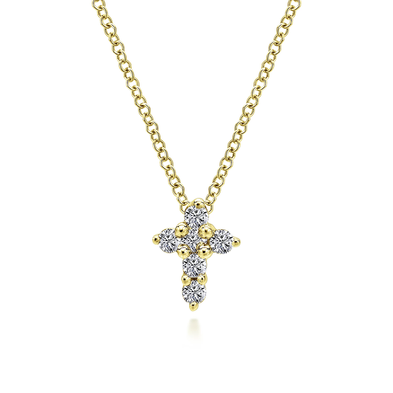 Gabriel & Co. 14K Yellow Gold Diamond Cross Pendant Necklace