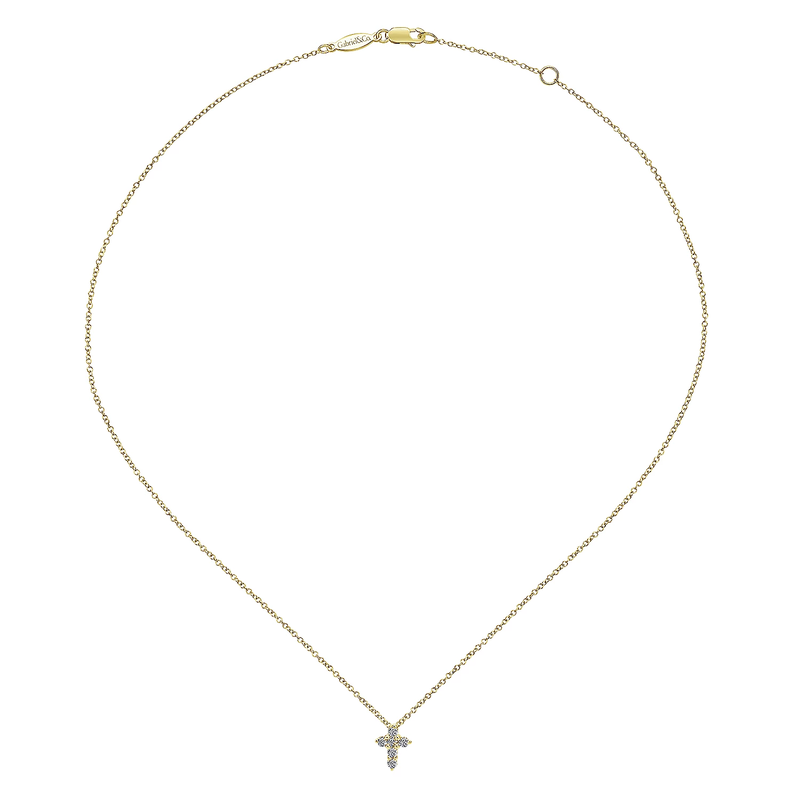 Gabriel & Co. 14K Yellow Gold Diamond Cross Pendant Necklace