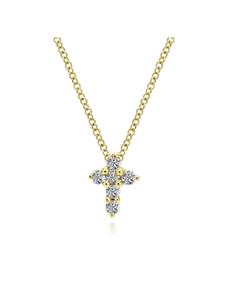 Gabriel & Co. 14K Yellow Gold Diamond Cross Pendant Necklace