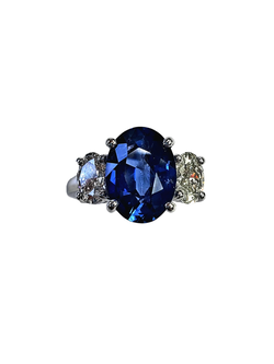 Platinum Sapphire and Diamond Three Stone Ring